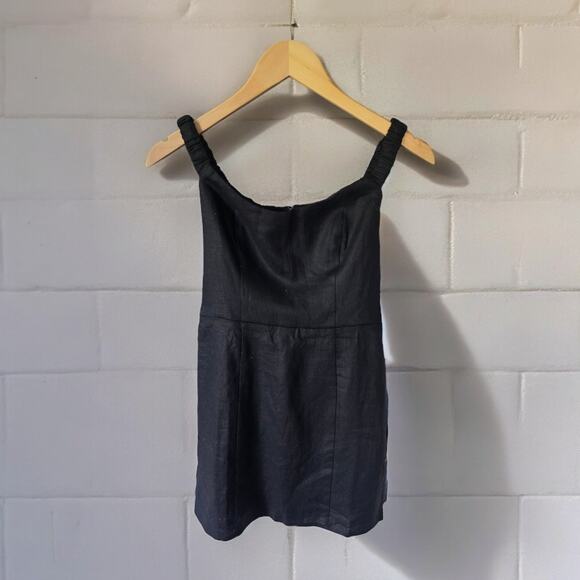 NWT Reformation Sawyer Linen Black Mini Dress - Size 4 - Picture 5 of 5